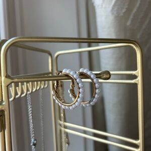 Elegant Pearl Hoop Earrings